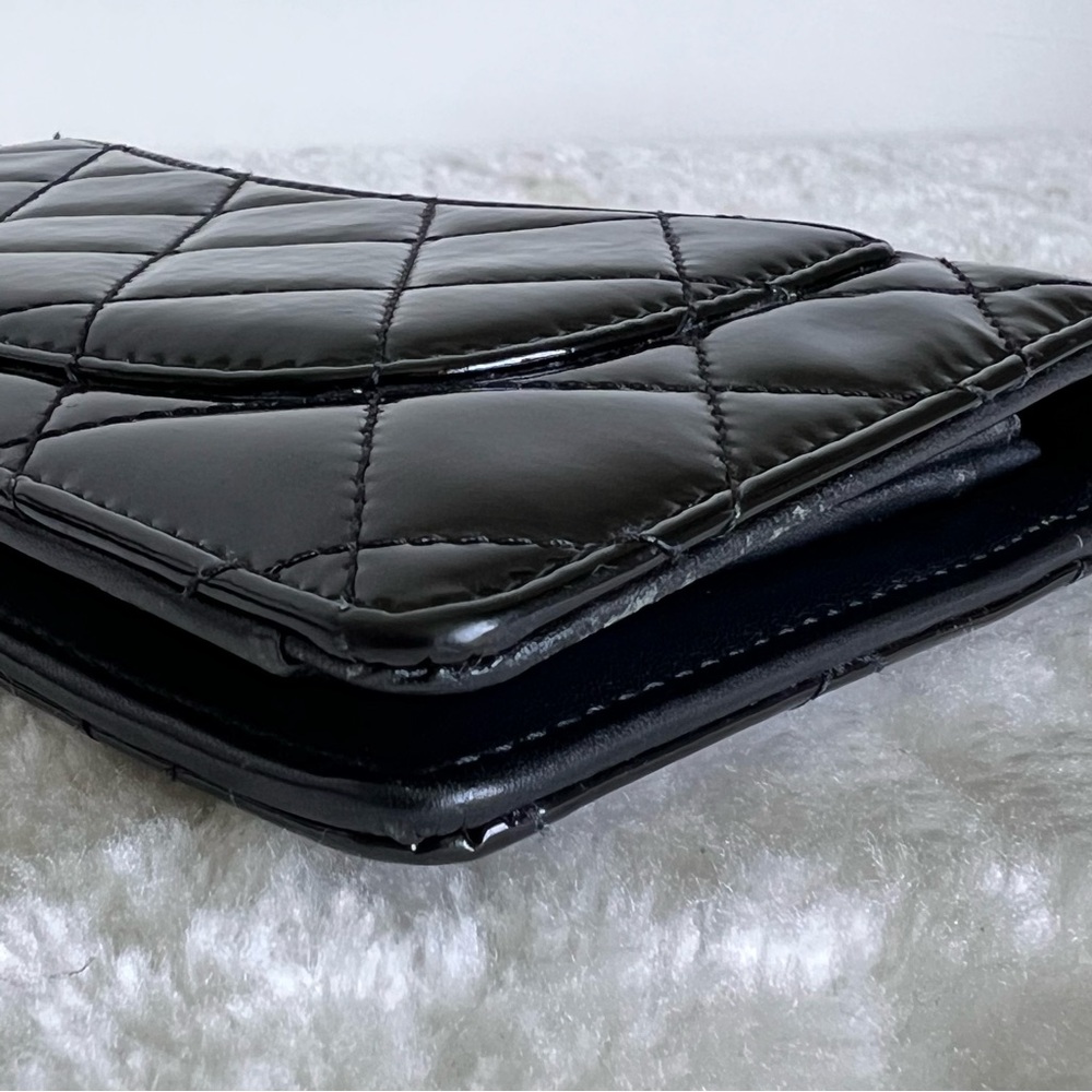 Chanel Classic Long Flap Wallet in Black Quilted Patent Leather - Picture 7 of 15